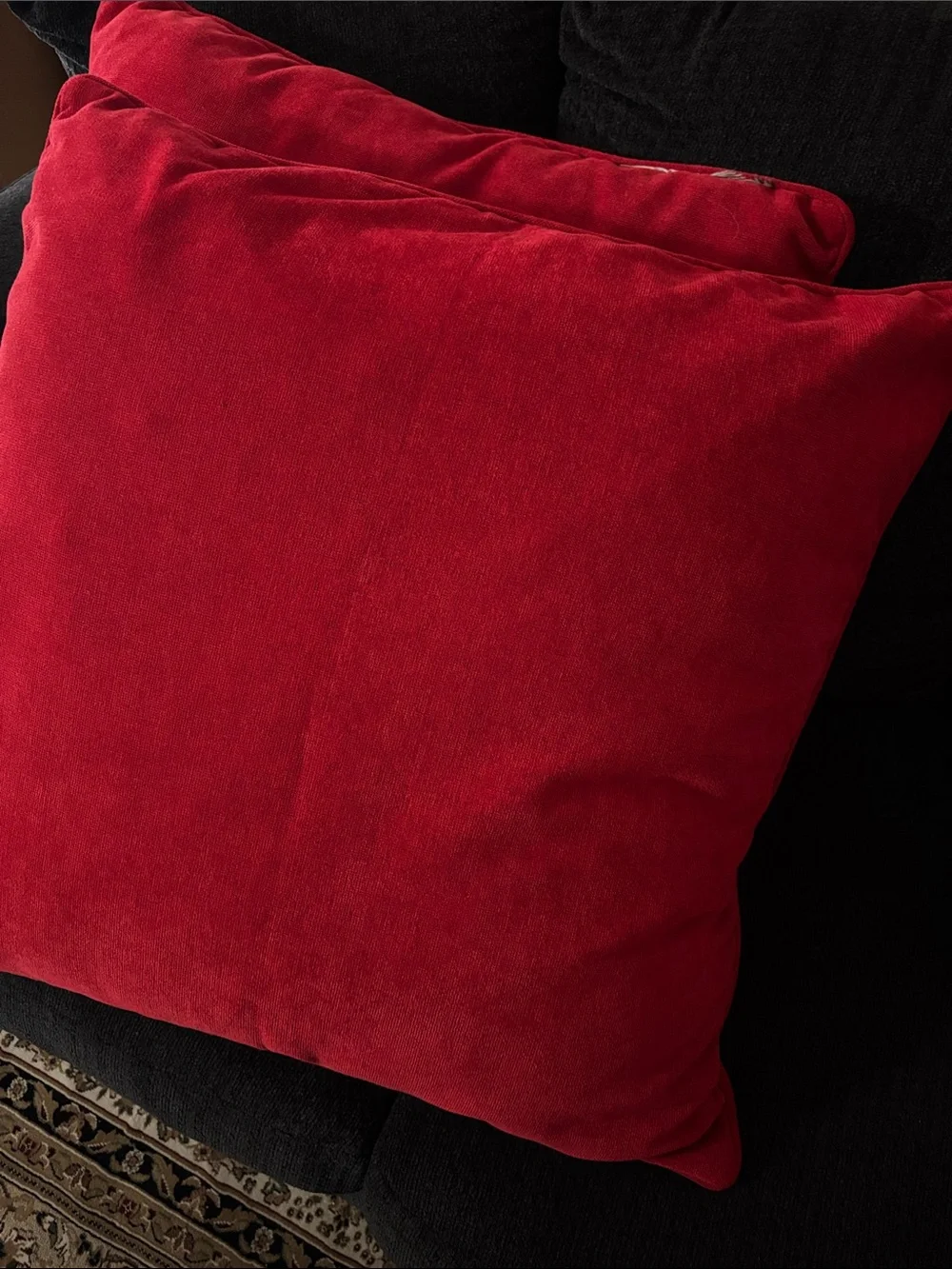 red throw pillows featuring a textured, woven chenille fabric, soft 24 inch